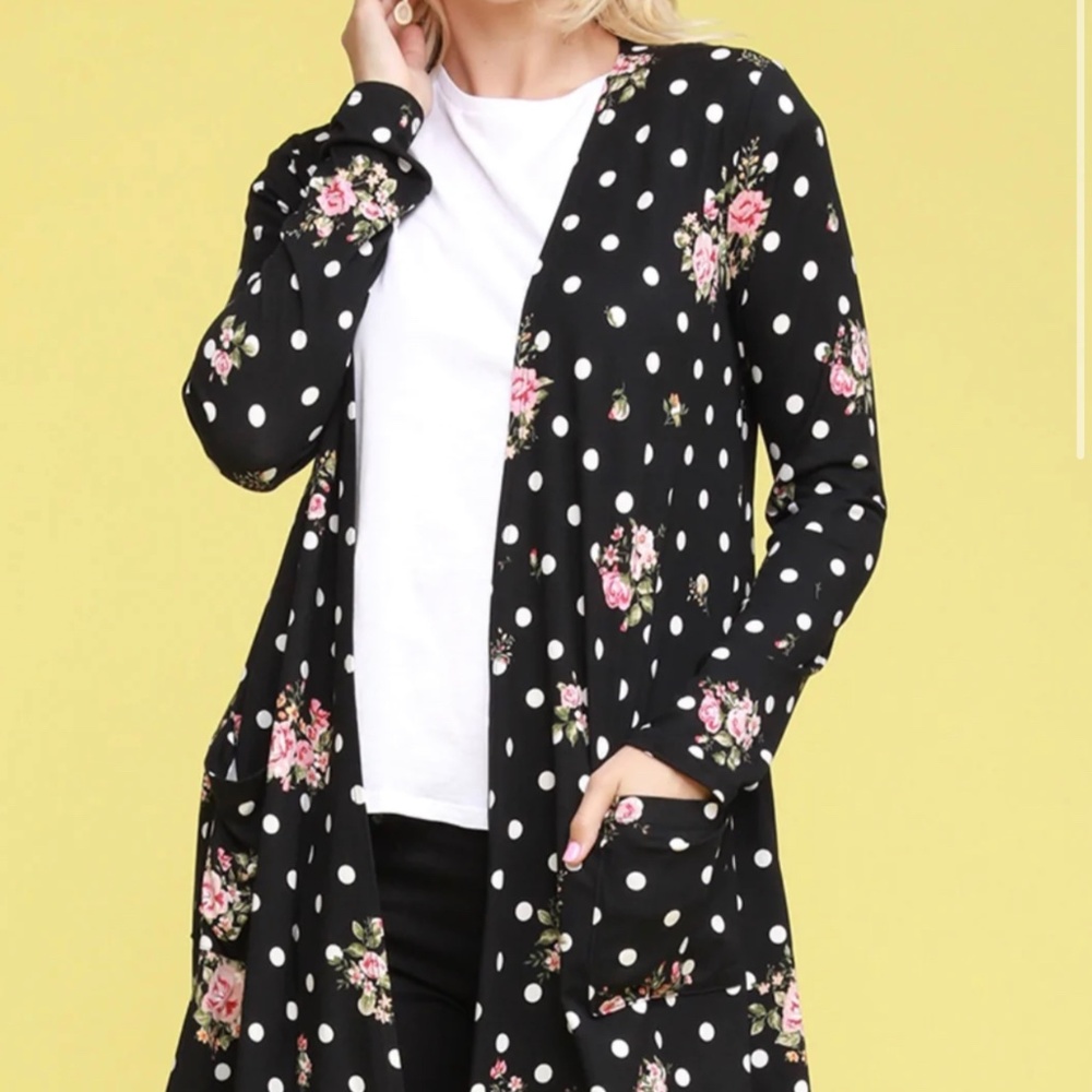 Polka Dot Floral Cardigan